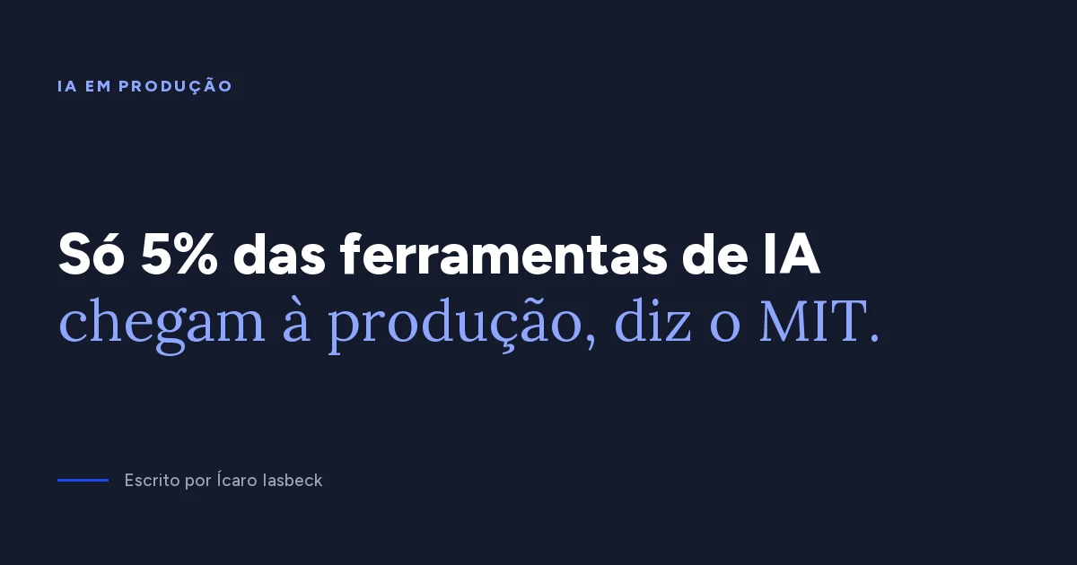 Piloto de IA: só 5% das ferramentas chegam à produção (MIT)